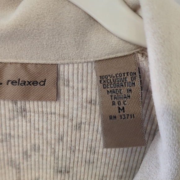 Y2K Long Sleeve Top Collar Snap V-Neck size Medium 100% Cotton - Picture 3 of 8